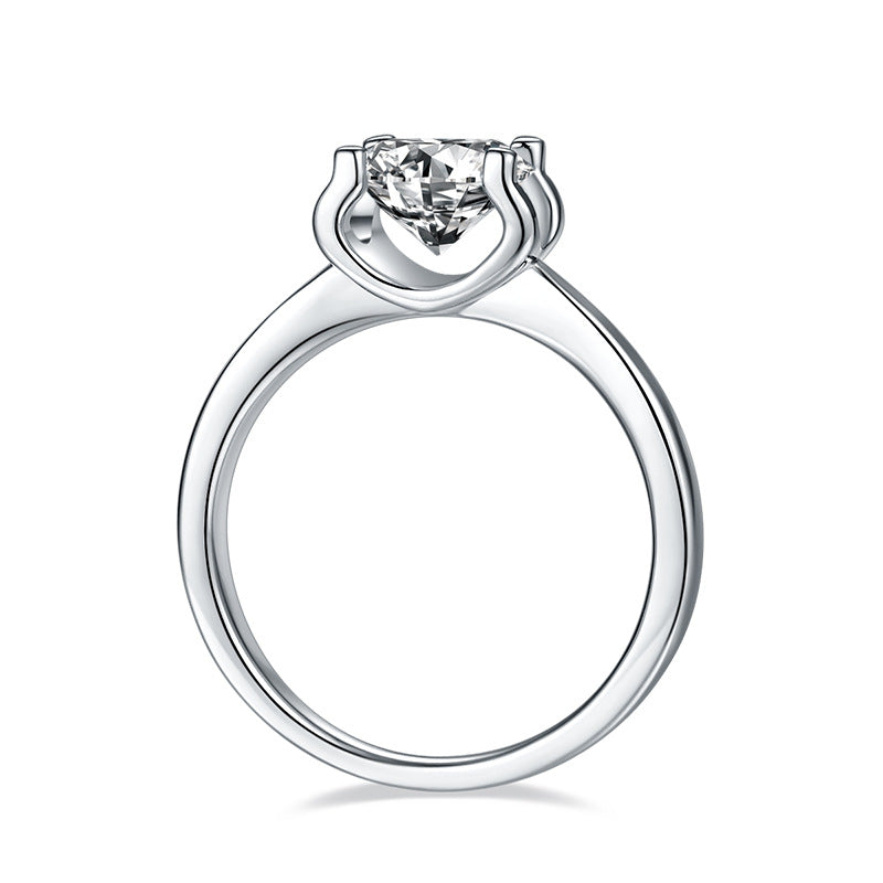 D color 3 Carat Four-Prong Solitaire Moissanite Engagement Ring