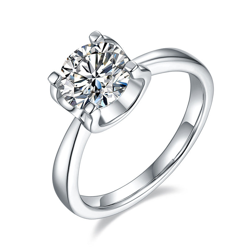 D color 3 Carat Four-Prong Solitaire Moissanite Engagement Ring