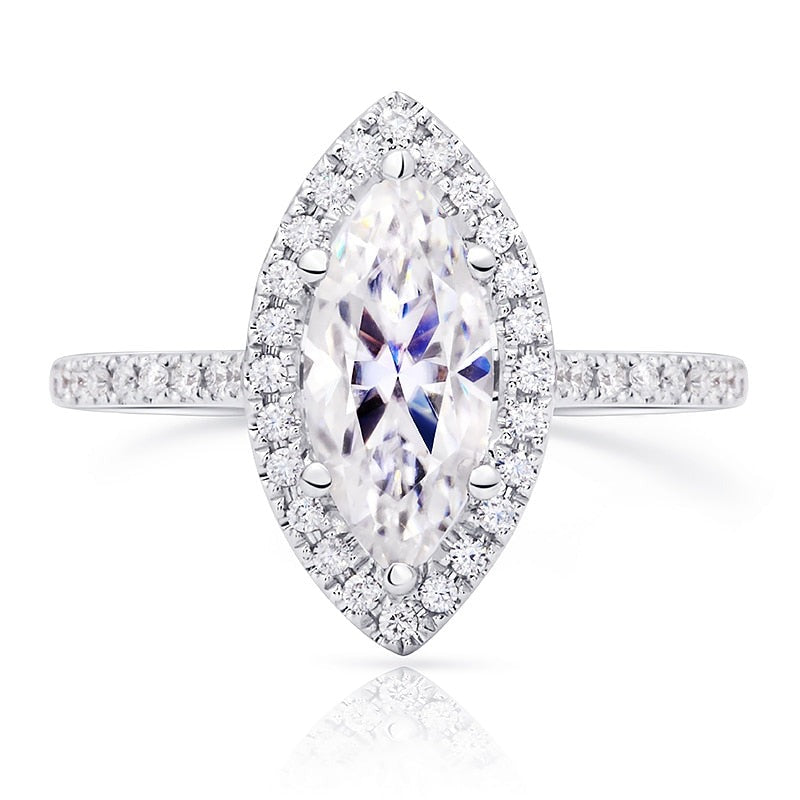 2.5carat (7x14mm) Marquise Brilliant Cut Moissanite Engagement Ring