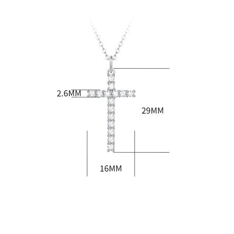 Cross Clavicle Chain Moissanite set in S925 Silver Necklace Unisex Personality Jewelry