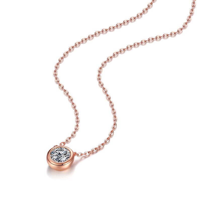 Luxurious Bubble Round 1ct Moissanite Necklace Rose Gold Plated Silver With Pendant For Women Gift