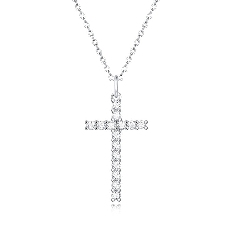 Cross Clavicle Chain Moissanite set in S925 Silver Necklace Unisex Personality Jewelry