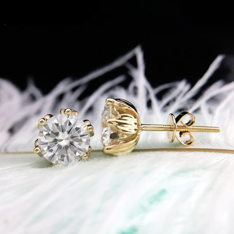 flower shaped moissanite stud earrings