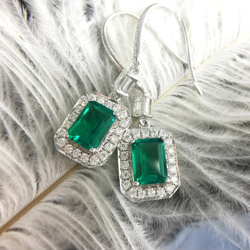 lab grown colombia emerald earring