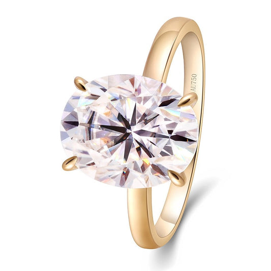 Concise Style 3 Carat Oval Cut Moissanite Engagement Ring in 14k Yellow Gold