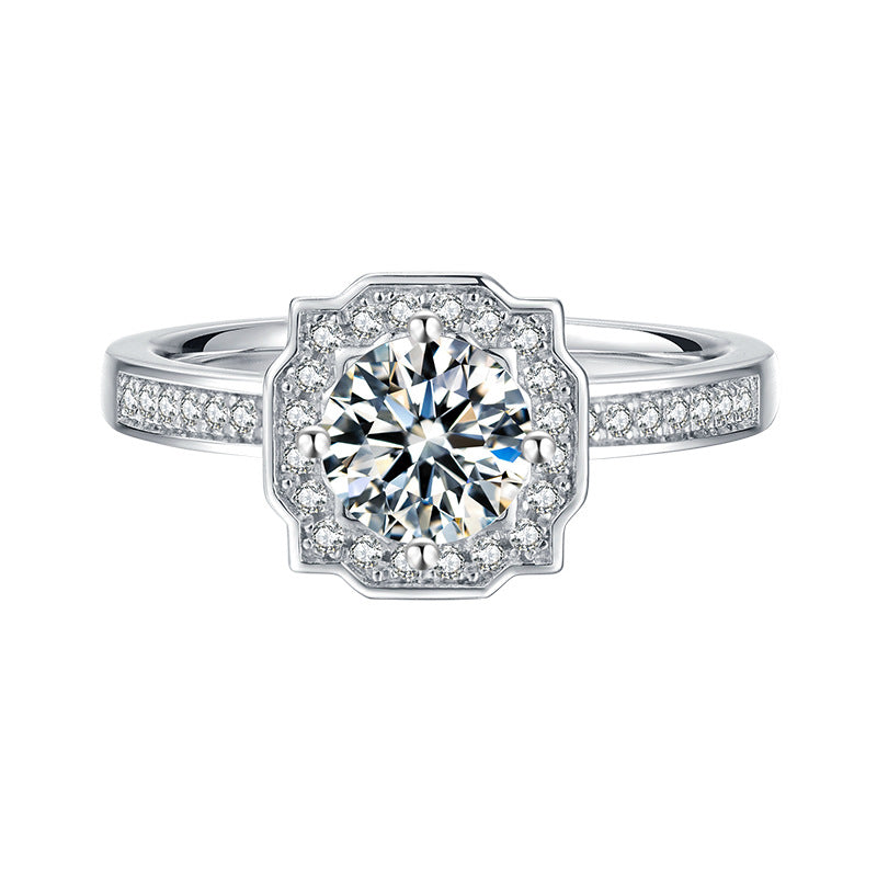 Halo D Color 1 carat  Round Cut Moissanite Ring Wedding Ring