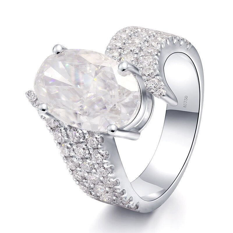 Luxury style 6.0 carat oval cut Moissanite Rings with sparkling side stone for Women