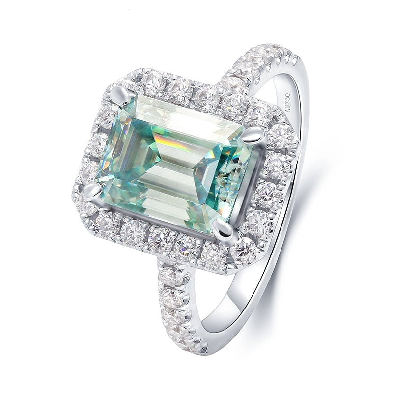 1 carat emerald halo moissanite ring