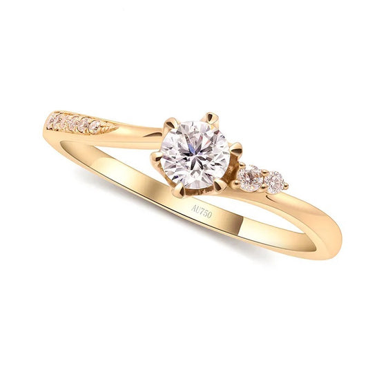 0.3ct 4mm Round Cut EF VVS1 Moissanite 14K Yellow Gold Ring